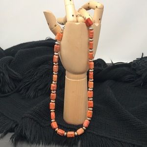 Coral and silver necklace